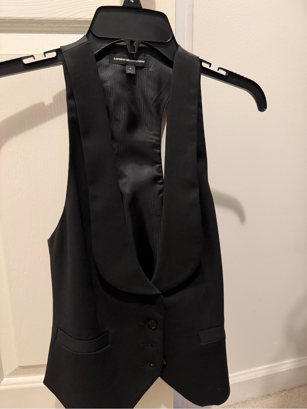 Express Black Satin-Trim Tuxedo Vest